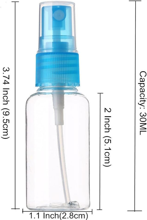 SINIDE Spray Bottles 30 ml/1 oz, 4 Pack Clear Empty Fine Mist Plastic Mini Travel Bottles for Perfume, Liquids