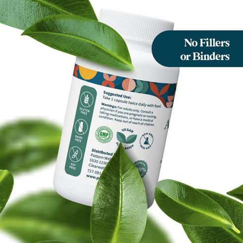 Pattern Wellness Ashwagandha Complex - KSM-66 & Black Pepper Extract for Stress & Mood - 60 Vegan Caps
