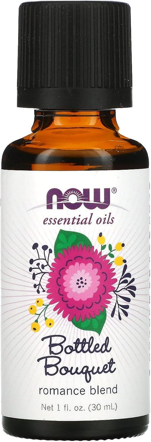 NOW Essential Oils Bottled Bouquet Oil Blend - Floral Aromatherapy Scent, 1-Ounce, Vegan, Child Resistant Cap