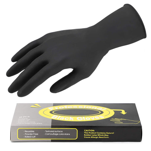 Segbeauty 20 Counts Black Dye Gloves for Hair Coloring, Professional Washable Rubber Accessories