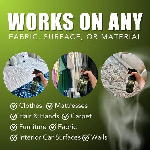 Smoke Odor Eliminator Spray For Strong Odor - Highly Effective for Deodorizing Homes, Clothes, Cars, Office, Hands, & Hair from Smoke Smells - 2 16 oz Bottles Bamboo Teak Fragrance