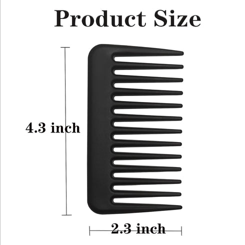 Mini Wide Tooth Comb,Small Travel Purse Hair Detangling Comb Beard Comb for Curly Wavy Hair Portable Care Comb Shower Comb Travel Combs for Men Women - Best Styling Comb for Wet,Dry,Long Hair (Black)