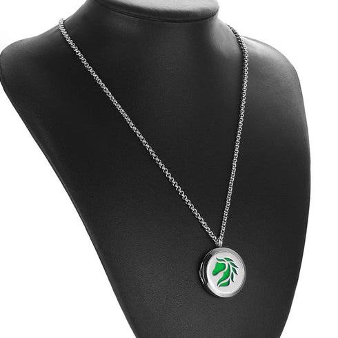 Popeoiuh 24 inch 8 Essential Oil Diffuser Necklace Aromatherapy Jewelry Stainless Steel Horse Animal Locket Pendant