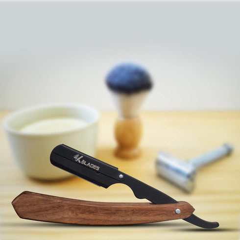 Professional Barber Straight Edge Razor, Stainless Steel Safety Blade for Close Shaving, with 10 Single Edge Blades