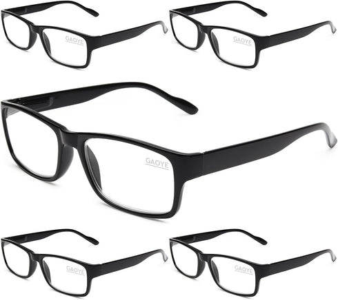 Gaoye Men's 5 Pack Reading Glasses, 1.5, Blue Light Blocking Prescription Readers