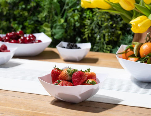 Posh Setting 4 Pack Small White Plastic Serving Bowls, Heavy Duty Disposable Candy Snack Buffet Salad Bowls