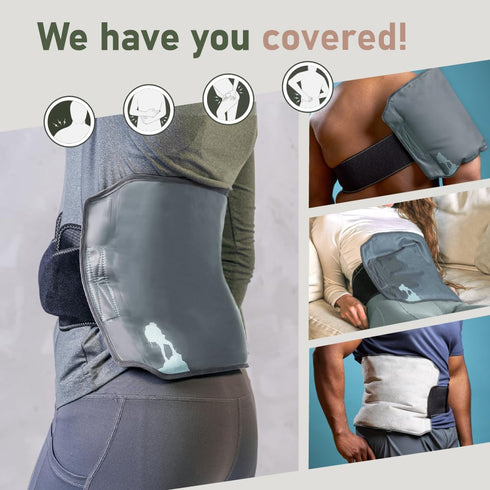 Large Reusable Ice Packs for Injuries with Velcro Straps - Soft Gel Hot and Cold Packs for Hip, Shoulder, Back Pain
