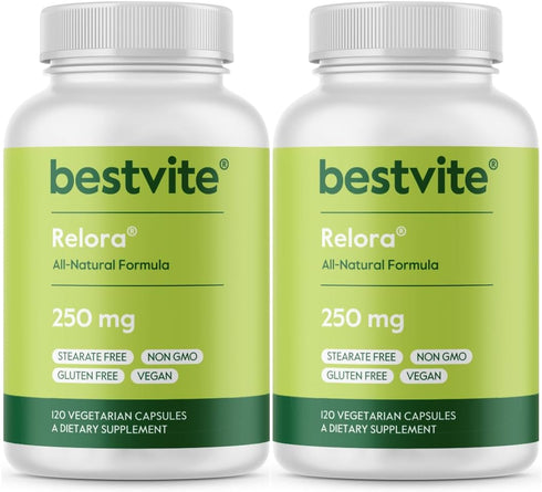 BESTVITE Relora 250mg, 240 Vegetarian Capsules, No Fillers, No Stearates, No Flow Agents