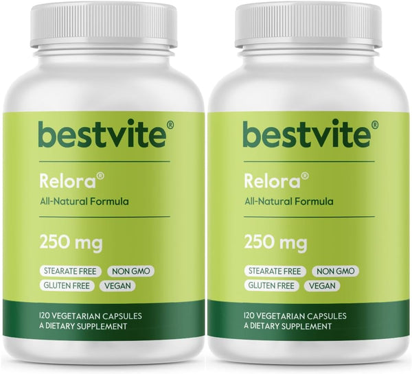BESTVITE Relora 250mg, 240 Vegetarian Capsules, No Fillers, No Stearates, No Flow Agents