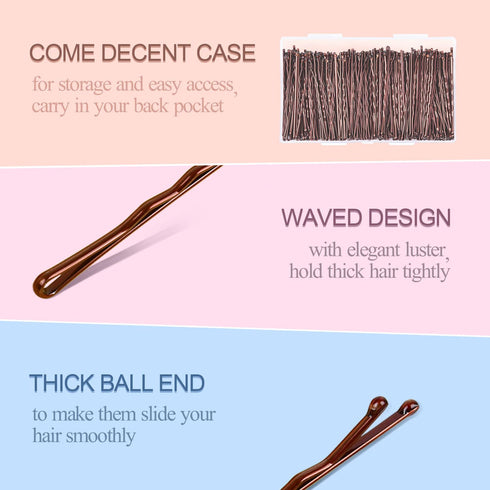 MORGLES 2 Inches Brown Bobby Pins, 120PCS Hair Pins with Box for Women Girls