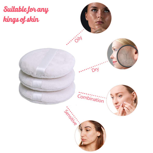 Topwon 4 Inch Powder Puff, Washable Large Body Powder Puff for Makeup & Face Cleaning - Soft & Furry
