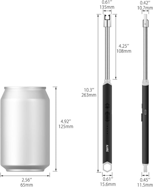 Candle Lighter Electric Rechargeable Arc Lighter, Long Flexible Neck USB C Lighter with LED Battery Display (Green)