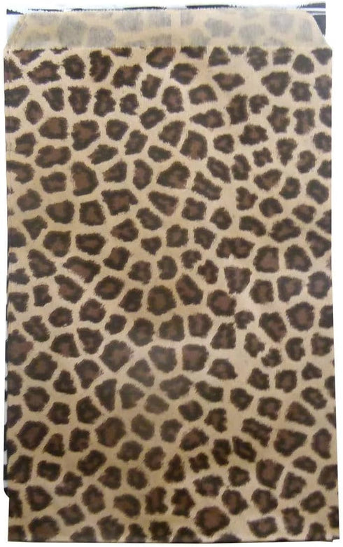 N'icePackaging 50 Qty 5" x 7" Cheetah Leopard Print Flat Paper Gift Bags for Candy, Cookies, Party Favors