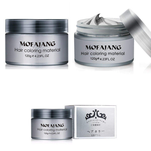 Temporary Silver Gray Hair Spray Color, Luxury Coloring Mud Grey Hair Dye Wax, Washable Treatment for Party