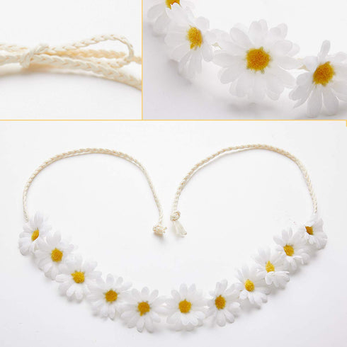 zYoung 2 Pcs Fashion Flower Headband, Sunflower Hair Wreath Festival Hair Band, Bridal Headpiece