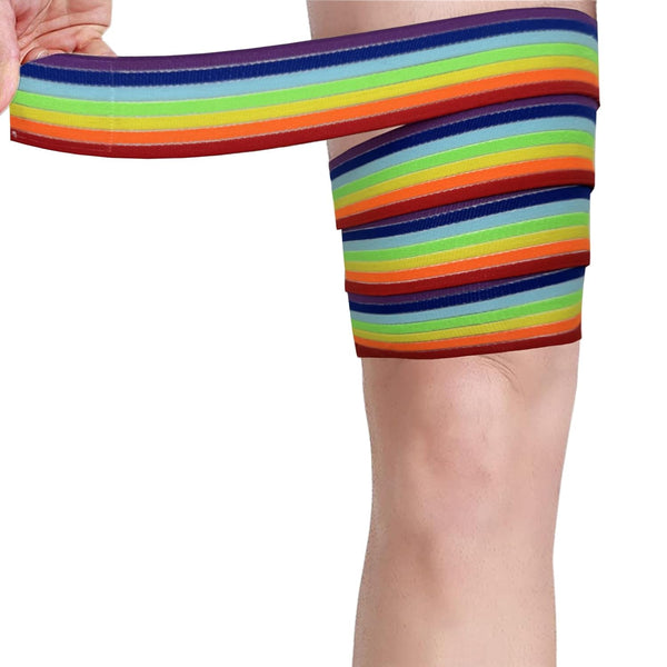 Thigh Support Compression Bandage Sleeve for Women and Men, Lower Leg Compression Wrap Brace for Thigh Pain, Shin Splint Guard for Football, Tennis, Volleyball, Basketball, Running and Work Out, Knee Pain Relief, One Size Fit Most, Adjustable (Rainbow)