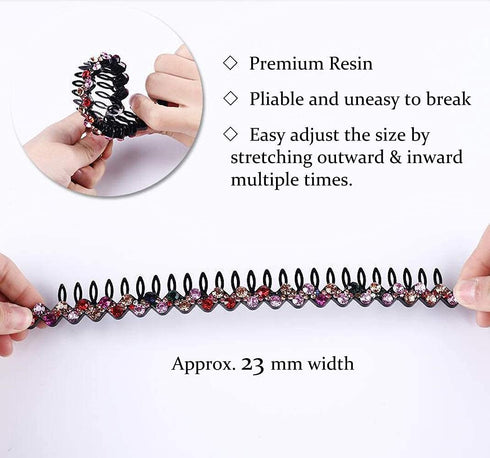 ZOCONE Headbands for Women, 5Pcs Diamond Comb Wave Rhinestone Non Slip Hair Accessories for Girls