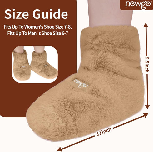 NEWGO Microwaveable Booties Foot Warmers - Heating Pad for Foot Heated Slippers for Cold Feet, Plantar Fasciitis,