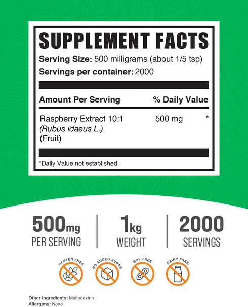 BulkSupplements.com Raspberry Extract Powder - Antioxidant Supplement from Dried Raspberries - 1 Kilogram