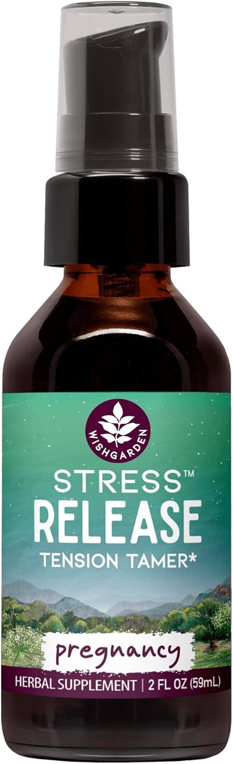 WishGarden Herbs Natural Herbal Stress Release for Pregnancy, 2oz, with Lemon Balm & Chamomile, Adrenal Support