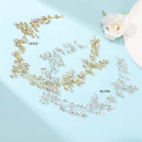 JAKAWIN Bride Crystal Wedding Hair Vine, Silver Bridal Hair Piece Rhinestone Accessories for Women