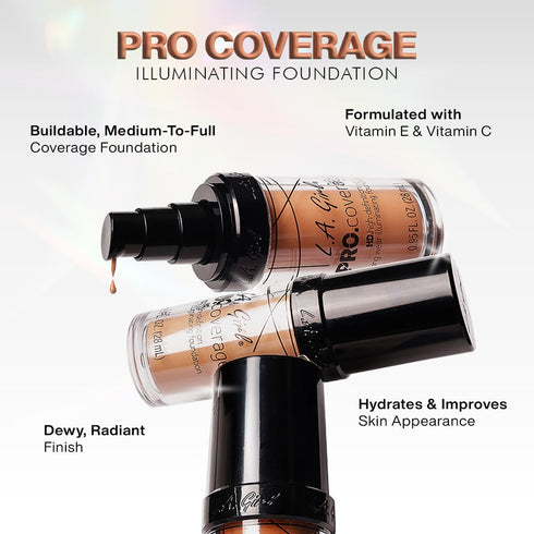 L.A. Girl Pro Coverage Liquid Foundation, Fair, 0.95 Fl Oz, Model GLM642