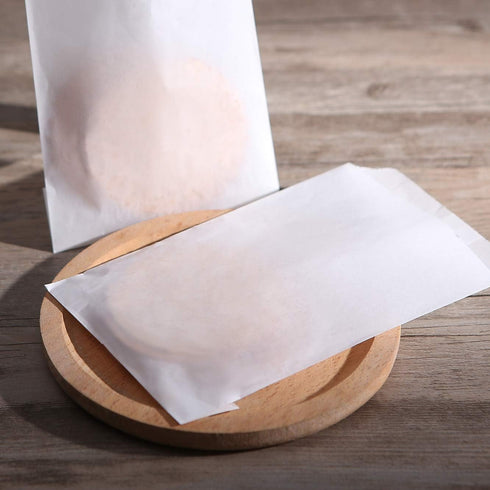 Pack of 100 Quotidian White Flat Medium Wax Glassine Paper Bags 4" x 6" (10 x 15.2cm) - Buffet Craft Supplies, Business