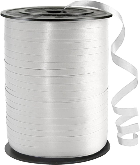 500 Yard White Curling Ribbon for Birthday Party, Festival Decoration, Balloon String, Thin Ribbon for Crafts