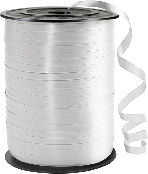 500 Yard White Curling Ribbon for Birthday Party, Festival Decoration, Balloon String, Thin Ribbon for Crafts