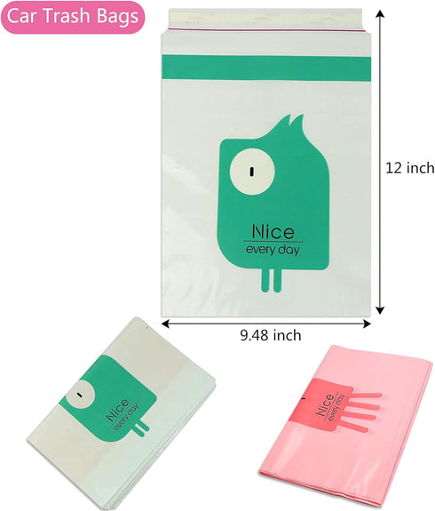 Portable Car Trash Bag - Easy Stick-On Disposable Garbage Bags - 100% Leak-Proof Durable Kitchen Storage Bag for Cars,