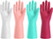 Reusable Rubber Gloves for Dishwashing, 4 Pairs, Household Cleaning Gloves for Washing Dishes, Small