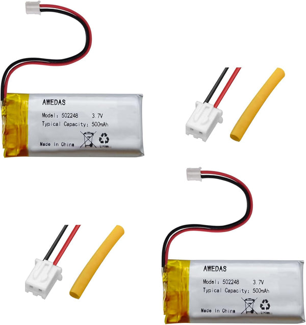 502248 Battery 3.7v 500mAh, 502248 Lipo Battery Compatible for Multiple Devices with PH 2.54 JST Connector