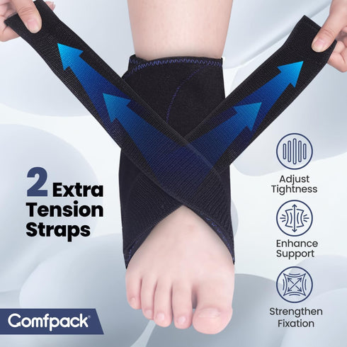 Ankle Ice Pack Wrap for Swelling with Cold Compression, Reusable Gel Cold & Hot Therapy for Foot Injuries