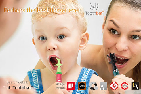 Toothbat Kids Flosser, Easy-Reach Floss Handle with 3 Cleaning Heads for Effective Oral Care