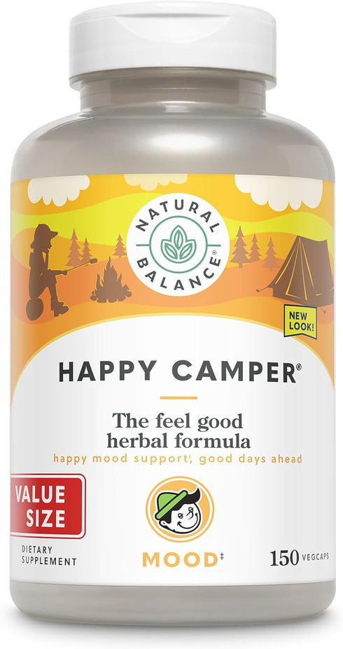 Natural Balance Happy Camper - Feel-Good Mood Support Supplement with Gotu Kola, Passion Flower, and Kava Kava - 60-Day