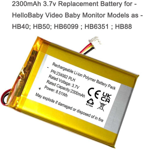 XINLANTECH 2300mAh HB6351 /HB50 HB40 Battery Replacement for HelloBaby / Video Baby Monitor