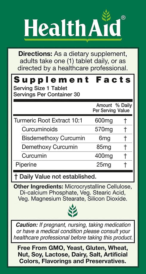 Curcumin 3, 600mg Once Daily Tablets, 30ct, Helps with Optimum Absorption & Bioavailability