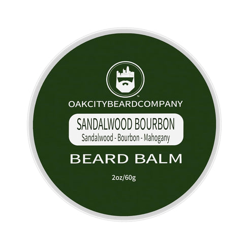 Oak City Beard Company - Sandalwood Bourbon Beard Balm, 2 Ounce, Conditioner with Sandalwood, Bourbon, Mahogany
