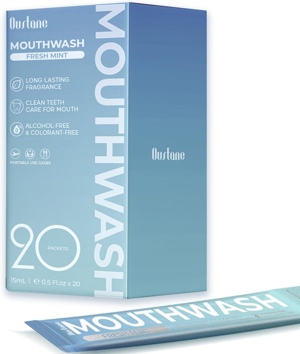 OUSTANE Mouthwash Travel Size, Alcohol-Free Fresh Mint Mouthwash Strips, Long-Lasting Freshness, Disposable Packs