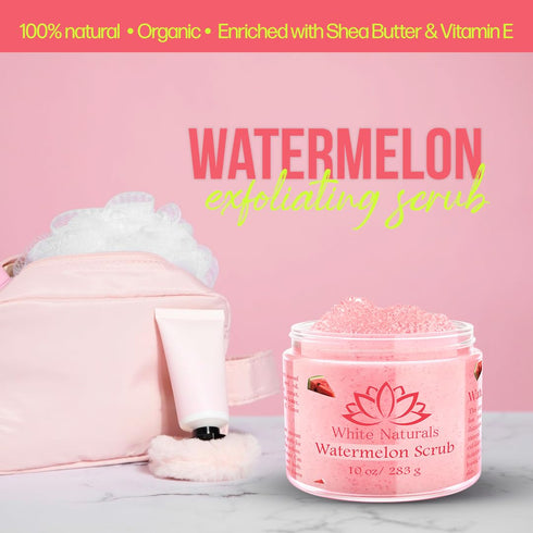 Organic Pink Watermelon Body Scrub, Gentle Exfoliator for Smooth Skin, Hydrating & Moisturizing Scrub
