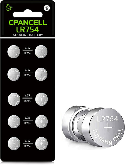 AG5 LR754 309 393 SR754 Alkaline Button Cell Battery (10 Count)