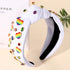 Pride Headbands for Women, Rainbow Heart Knotted Headband, Embellished Crystal Wide Top Knot Hair Accessories