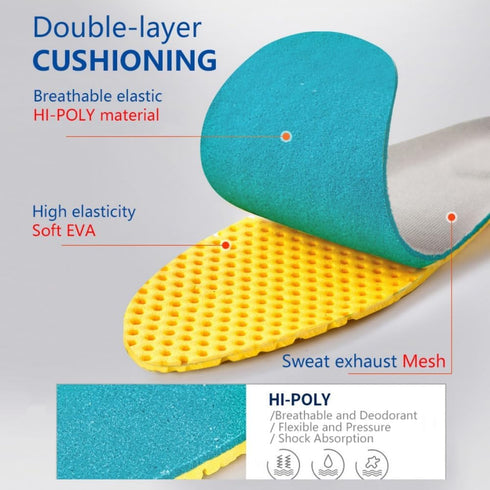 XINIFOOT 3 Pairs Elastic Shock Absorbing Shoe Insoles, Breathable Honeycomb Sneaker Inserts for Men