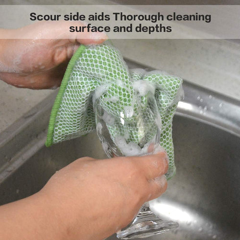 SINLAND 5 Color Assorted Microfiber Dish Cloth Towels, 12"x12", Best Kitchen Cleaning Cloths, 5 Pack
