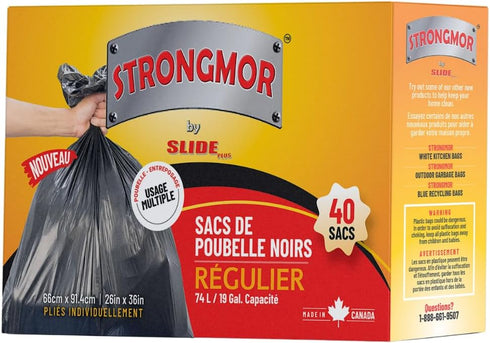 Garbage Bags Single Folded Black - 40 Pack 26x36