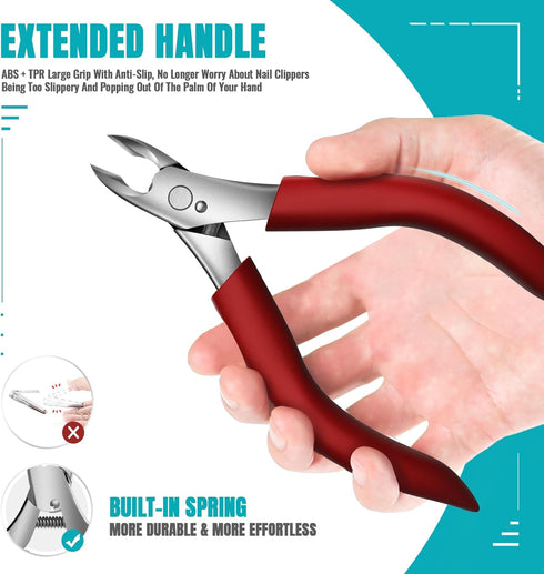 Toenail Clippers for Thick Nails - Heavy Duty Kit with Long Handle for Seniors and Elderly, Professional Nail Clippers