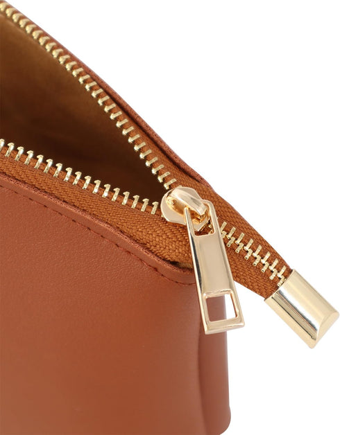Leather Makeup Bag, Travel Makeup Organizer with Top Zipper Closure, Perfect Size, Lined Inside