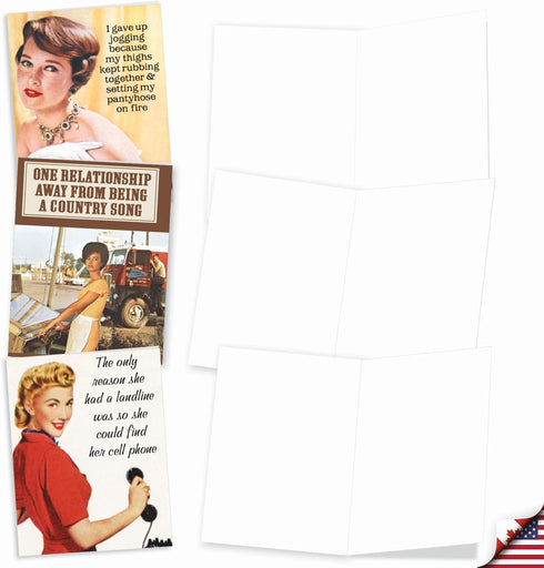 The Best Card Company 20 Note Cards Blank Assortment (4 x 5.12 Inch) with 10 Designs, 2 Each - Hot Mess