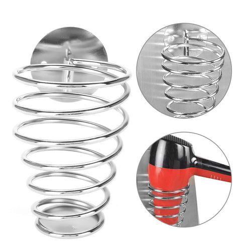 Spiral Blower Stand Spring Wall Mounting Hair Dryer Rack Stainless Steel Holder for Home Salon