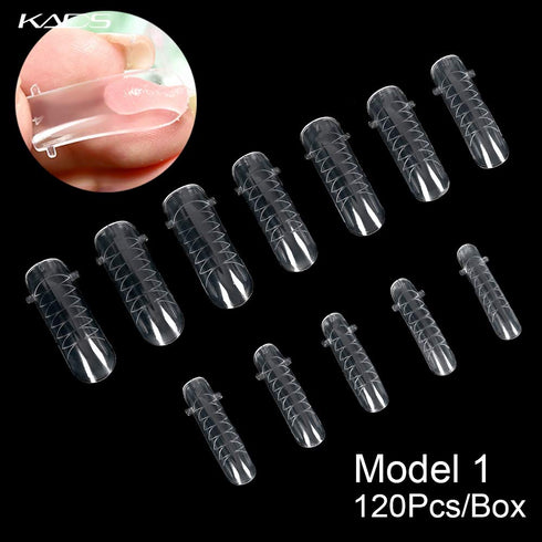 KADS 120PCS Clear Full Cover Dual Nail System Form for UV Gel Acrylic Nail Art Mold (MODEL 2)